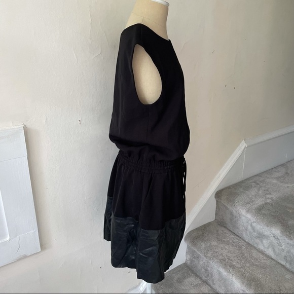 Vince Black Genuine Leather Contrast Band Dress - Picture 6 of 11